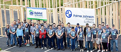 Team members working for Habitat for Humanity