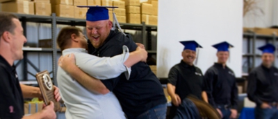 Big hug for the graduate!